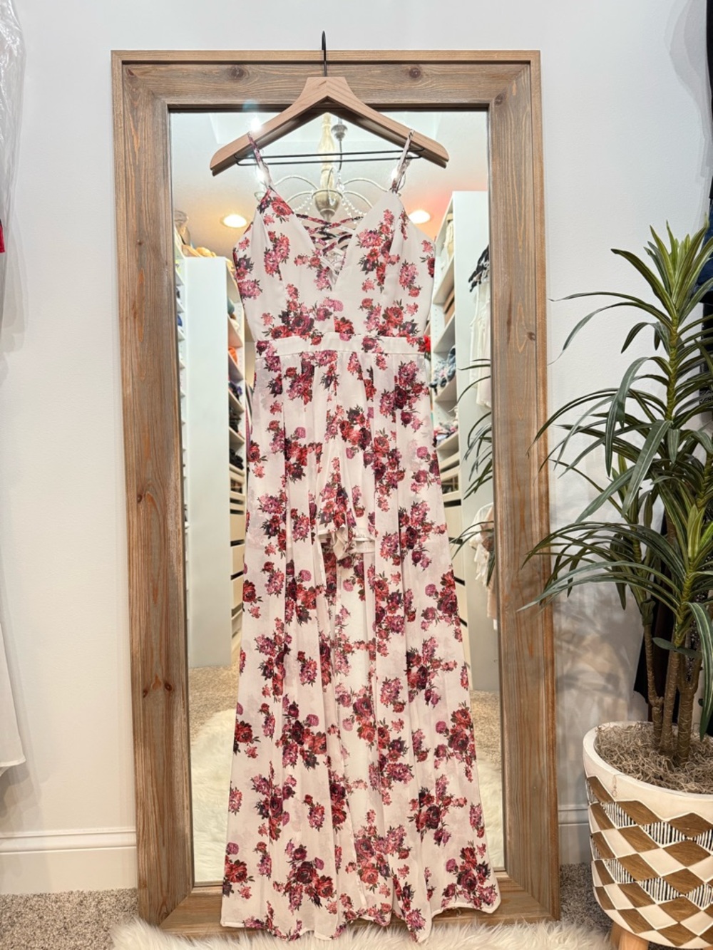 Floral Spaghetti Strap Romper with Maxi Dress